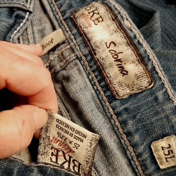 BKE Jeans The Buckle sz 25 Sabrina Boot Designer Denim Dark wash ALTER (30x30) - Picture 10 of 10